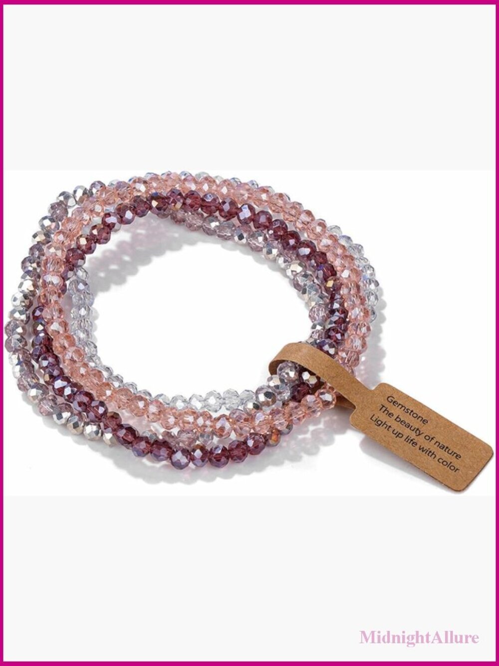 4 Pack Crystal Beaded Friendship Stackable Bracelets Set for Women Jewelry